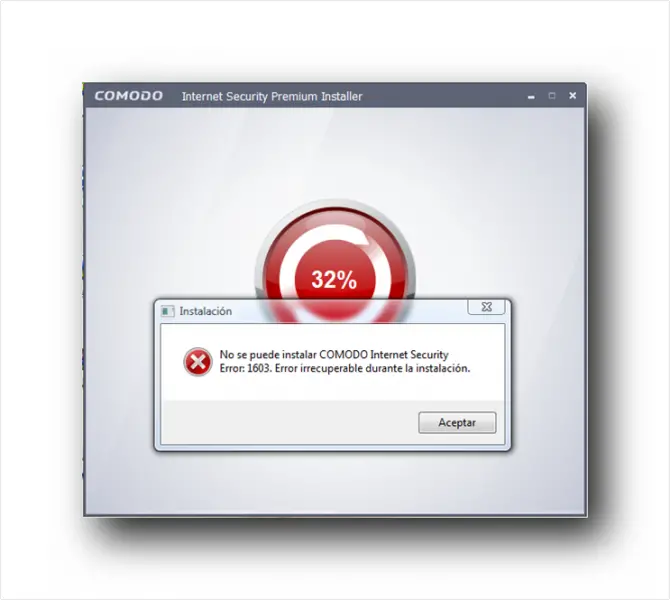 Unable to install Comodo Internet Security, Error 1603. Unrecoverable error during installation